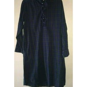 L.L. Bean Women's Size M Cotton Flannel Nightgown Plaid Ruffle Long Sleeve FLAW